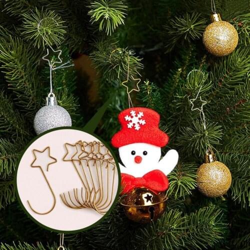 Small 20Pcs Durable Christmas S Shaped Golden Color Good Load-bearing Wreath Hooks Metal Tree Hanging Hook Creative for Indoor