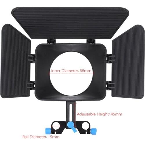 Matte Box Camshade for 15mm Rail Rod Follow Focus Rig Cage Movie Kit Film Making System for Nikon Canon DSLR Camera Camcorder DV