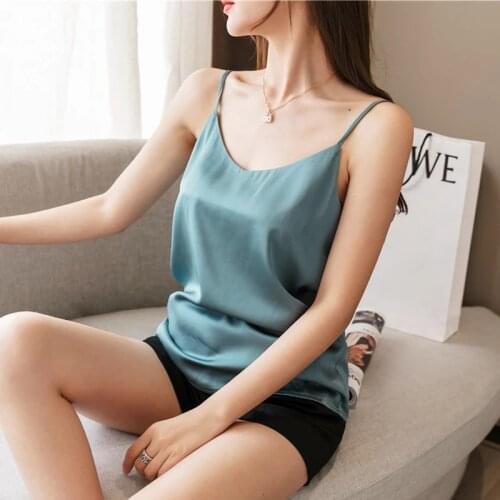 Women Camisole Fashion Strap Top Halter V Neck Basic White Cami Sleeveless Satin Silk Tank Tops WomenS Summer Spring Fall