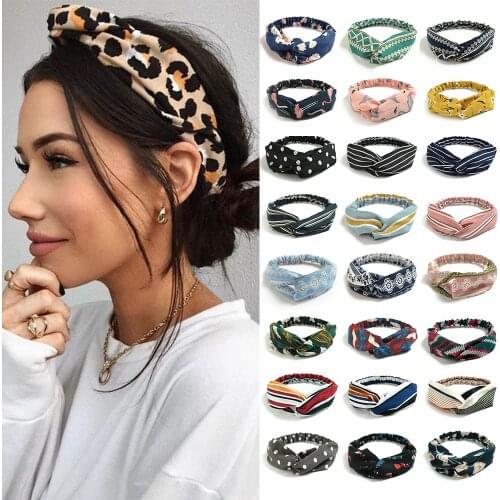 Fashion Women Girls Summer Bohemian Hair Bands Print Headband Vintage Cross Turban Bandanas HairBands Hair Accessories scrunchie