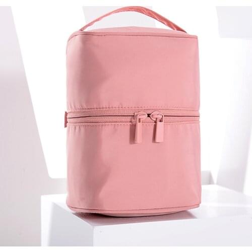 1 Pc Solid Cosmetic Bag Women New Travel Cylinder Toiletry Storage Bag Girls Makeup Shower Beauty Pouch Handbags Case Waterproof