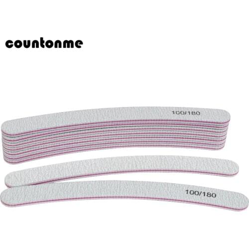 100pcs Grey Nail File Buffer Polishing Block 100/180 Curve Banana Limas Para Manicura For Nail Sanding Buffs Salon Nail Art Tool