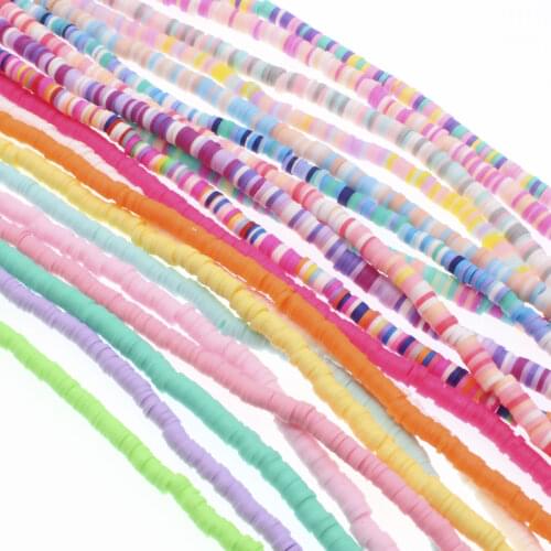 CHONGAI Flat Round Polymer Clay Beads Chip Disk Loose Spacer Handmade Beads For DIY Jewelry Making Bracelet Finding 4mm