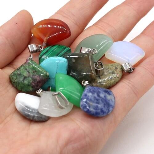 Natural Stone Pendant Sector Shape Semi-precious Stones Exquisite Charm for Jewelry Making DIY Necklace Bracelet Accessories
