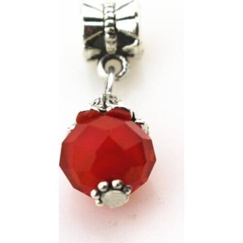 20pcslot red crystal stone hanging charm big hole pendant beads fit bracelet diy jewelry accessories dangle charms