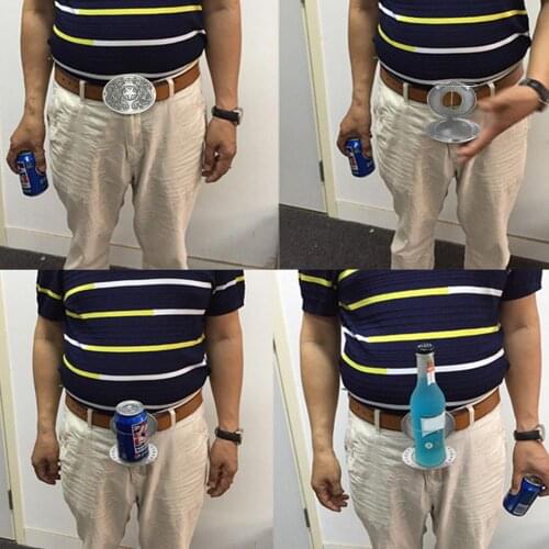 Portable Bar Metal Beer Head Belt Funny Bottle Buckle for Outdoor Drinking Camping Picnic Wine Can Holder Party Funny Decoration
