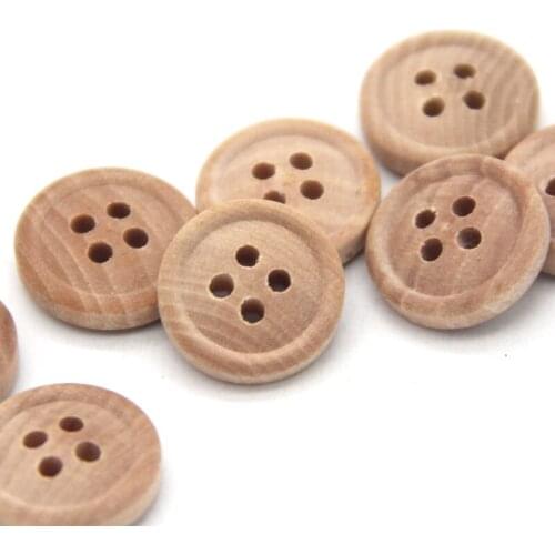 10mm 4 Holes Natural Round Wooden Childrens Buttons For Sewing Baby Cardigan Flatback Decorative DIY Accessories Wholesale