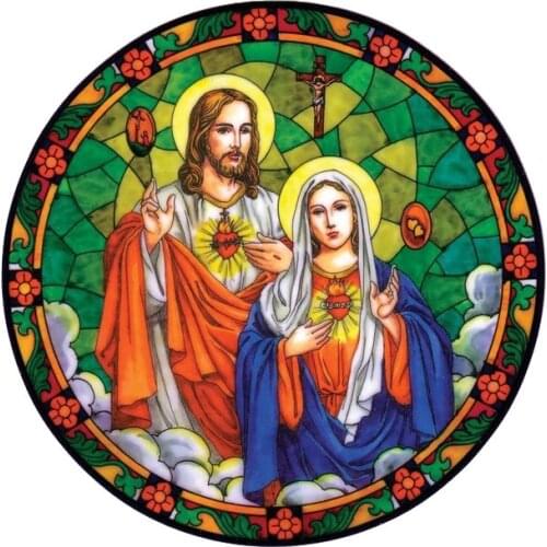 SACRED HEARTS OF JESUS & MARY PVC Cover Scratches Waterproof Motorcycle Car Sticker Car Window Decorative Stickers Accessories