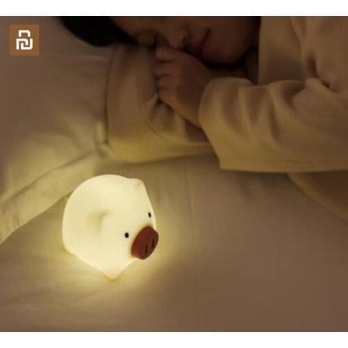 Cute Pig Silicone Night Light Rotary Switch USB Starting Night Light Cartoon Charging LED Table Lamp Home Gift for youpin youpin