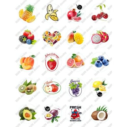 40pcs/lot 10mm 12mm 14mm 16mm Round Fresh Fruit Pattern Glass Cabochon for DIY Jewelry Making Findings & Components T062