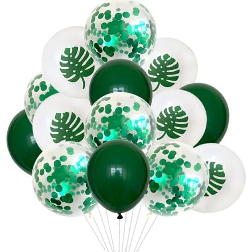 12pcs Palm Leaf Latex Balloon Tropical Party Decor Green Leaves Balloons Wedding Hawaiian Party Aloha Birthday Balloons Globos