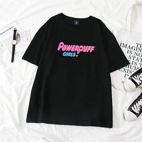 Y2k Tops Summer Cotton T Shirt for Women Powerpuff Girls Graphic Tees Short Sleeve Harajuku T-shirt