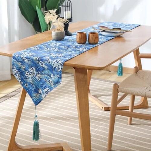 Japan Style High-End Tablecloth Flag Shoes Cabinet Cover Geometric Cotton Bed Runner Simple Color Table Cloth