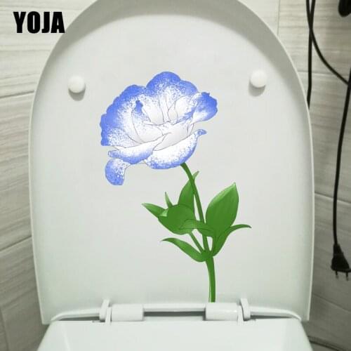 YOJA 15X22.8CM Hand Painted Blue Flower Branch Childern Bedroom Wall Sticker Toilet Decor T1-1553