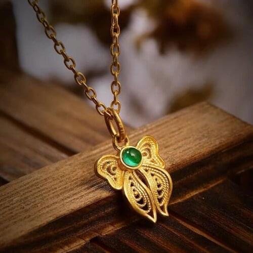 Ethnic Style Jewelry Yellow Gold Filled Ladies Wedding Butterfly Pendant