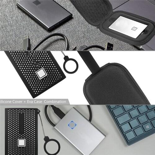 EVA Storage Protective Case for Samsung T7 Touch Portable SSD External Solid State Drives Carrying Case Bag with Silicone Cover