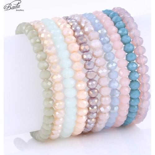Badu Faceted Crystal Beaded Bracelets for Women 5 mm Bead 11 Colors All Match Girls Bracelet Trendy Jewelry Gift for Best Friend