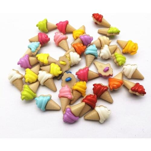 100pcs 15x25mm Plastic Ice Cream Cupcake Shank Buttons Girly Dress Sweater Sewing Accessories