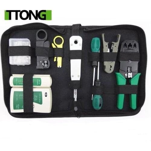 11pcs/set RJ45 RJ11 RJ12 CAT5 CAT5e Portable LAN Network Repair Tool Kit Utp Cable Tester AND Plier Crimp Crimper Plug Clamp