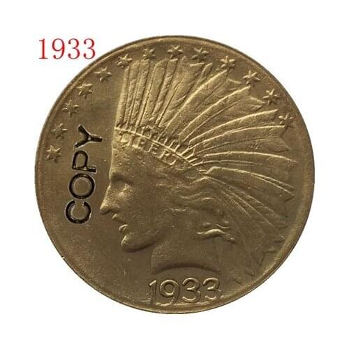 24- K gold plated 1933 Indian head $10 gold coin COPY
