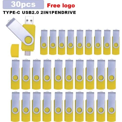 30pcs/lot 360Rotate Type-C USB Flash Drive Cle 64G USB 2.0 Smart Phone 4GB 8GB 16GB 32GB Usb Memory Stick Storage Device U Disk