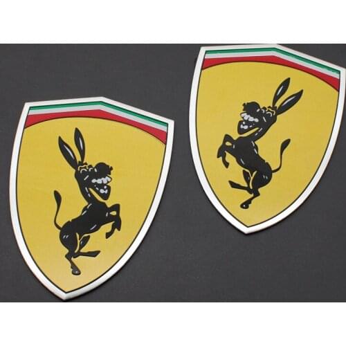 3D Car Styling Donkey Badge Emblem Aluminum Sticker Creativity Decal For Ferrari Ford Mustang GT Focus Auto External Accessories