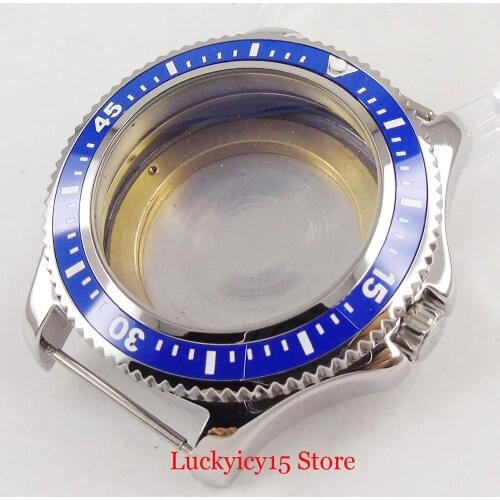 40mm SS Watch Case with Blue Bezel Fit ETA 2836 MIYOTA 8215 821A DG 2813 Movement