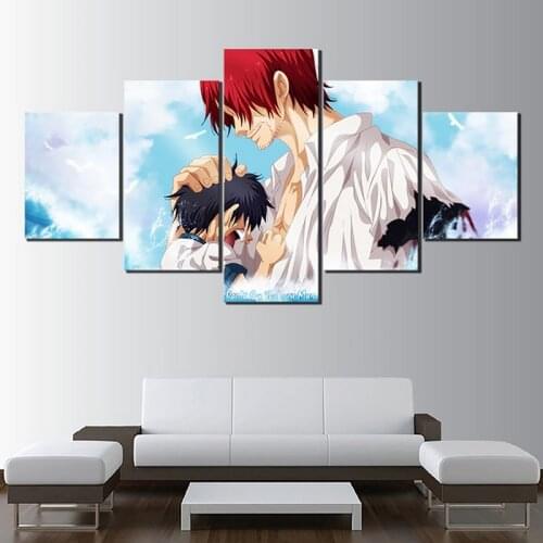 5 Pieces Animation One Piece Canvas Printed Poster Painting Modular Wall Art Pictures for Living Room Home Decoration Paintings