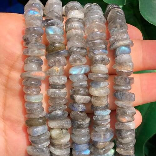8-12mm Natural Chips Gray Labradorite Stone Dondelle Moonstone Beads For Jewelry Making DIY Beadwork Bracelet Necklace 15"Inches