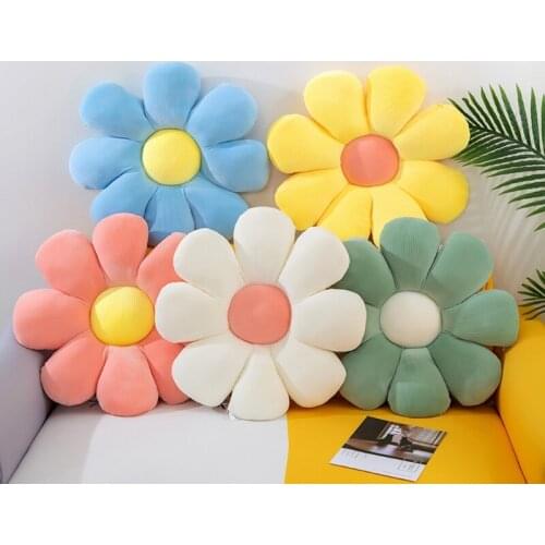83XC Cartoon Daisy Pillow Colorful Flower Toys Soft Stuffed Dolls Girl Flower Plush Toy for Seat Cushion Chair Pillow Office