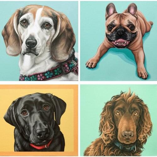 Hand painted Pet Oil Portrait Paintings from Photos custom dogs painting on canvas Personalized wall art Gift