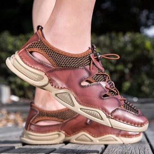 AIXIAOJING Men's Leather Sandals