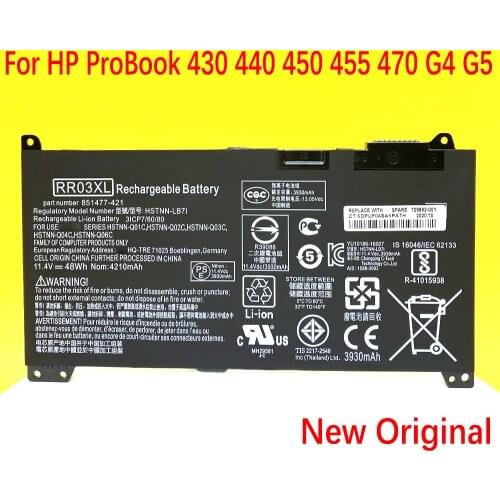 RR03XL Laptop Battery for HP ProBook 430 440 450 455 470 G4 HSTNN-PB6W HSTNN-UB7C HSTNN-LB71 51477-422 851610-855 HSTNN-Q01C