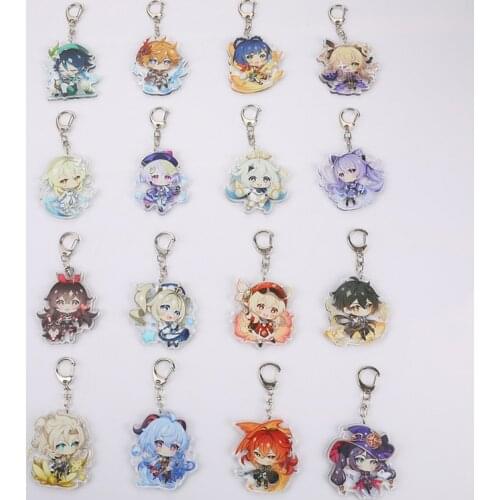 Anime Keychain Genshin Impact Venti Paimon Zhongli Diluc Klee Man Key Chain for Women Accessories Cute Bag Pendant Key Ring Gift