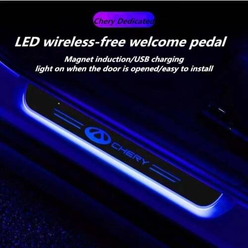 Car LED Door Sill Ultra-thin Dynamic Welcome Light Pedal decoration light Accessorie For Chery Fulwin QQ Tiggo T11 A1 3 M11 PRO8