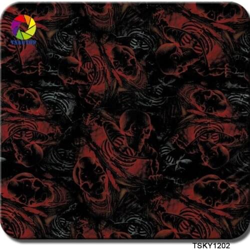 Free shipping 0.5m*2m/10m red skull TSKY1202 hydrographics dipping film water transfer printing film