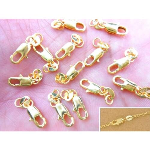 Free Shipping 50Pcs Yellow Gold Filled Lobster Clasp GF Connecter Lin Jewelry Necklace Bracelet 18KGF Stamped Tag