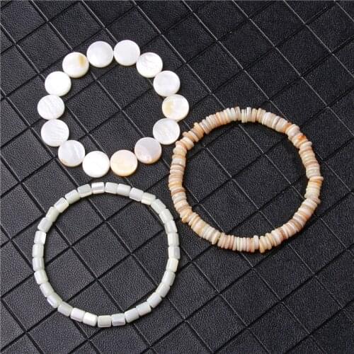 Natural White Freshwater Mother Of Pealrs Bracelet For Men Irregular Shell Beads Bracelet Women Handmade Elastic Pulsera Jewelry