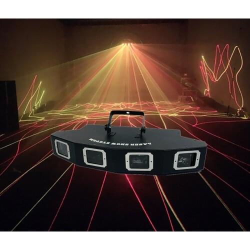 Four-head full-color laser light Dmx scanning LED laser stage projector voice control Dj disco party stage lighting effect