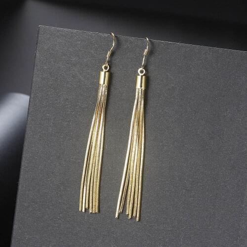 ZHOUYANG Piercing Long Tassel Drop Earrings For Women Christmas Gift Gold Color Women' Accessories Jewellry Fashion Jewelry E267