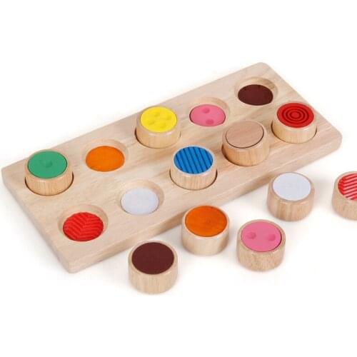 Montessori Sensory Material Toy Baby Wooden Memory Touch Board Color Recognize Matching Games Kids Educational Wood Toys