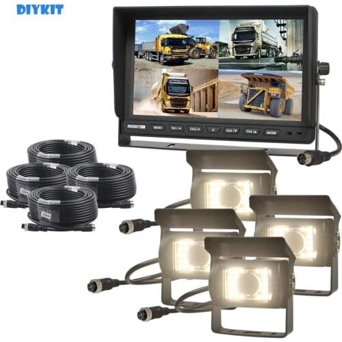 DIYKIT 10.1" Rear View Car HD Monitor Waterproof LED Night Vision Backup Car Camera for RV Truck Bus Parking Assistance System