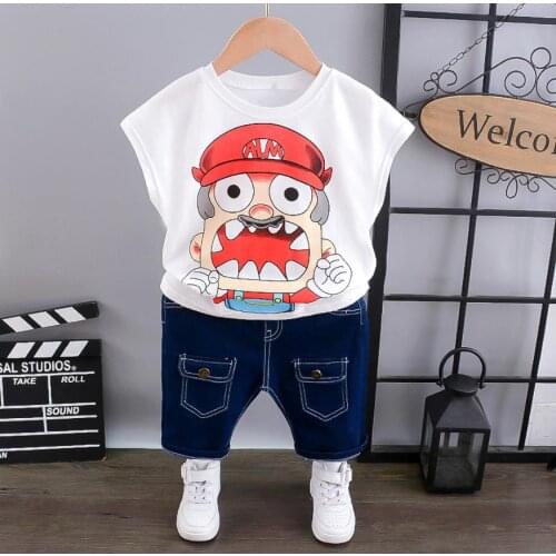 Baby Toddler Boy Clothing Sets Summer Infant Cotton Short Sleeves Clothes Suits Cartoon Tops + Pants Kids Children Girl Outfits