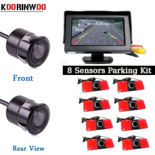 Koorinwoo Parktronic Car Monitor Digital 800*480 Radar sensor System 8 Probe Alarm Front Camera Car Rear view Camera Parking