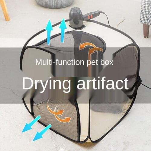 Pet Hair Drying Box Portable Folding Puppy Dryer Cage Hands-Free Doggy Grooming Hair Clearing Travel Bags for Cats Dogs Rabbit