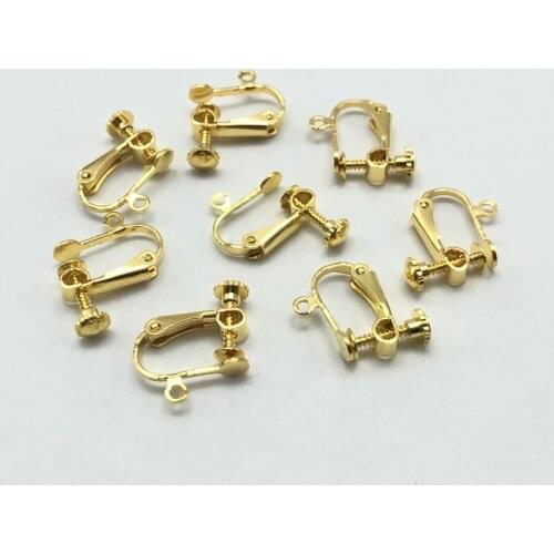 10Pcs Brass Screw ear clip Non-Pierced Earring Converter with Loop Plastic Earring Pads Earrings Jewelry Findings Component