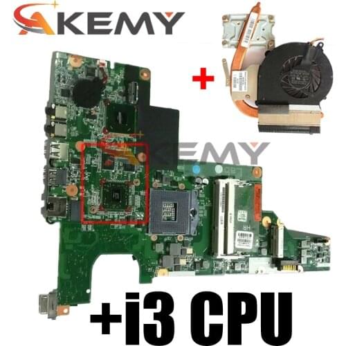 Akemy CQ43 motherboard with GPU HM65 + I3 CPU + radiator For HP CQ43 CQ57 430 431 435 630 635 Laptop Motherboard