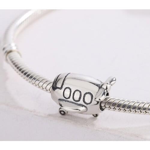 Fashion Accessories 925 Sterling Silver Airplane Travel Pendant Charm Bracelet DIY Jewelry Making For Original Pandora