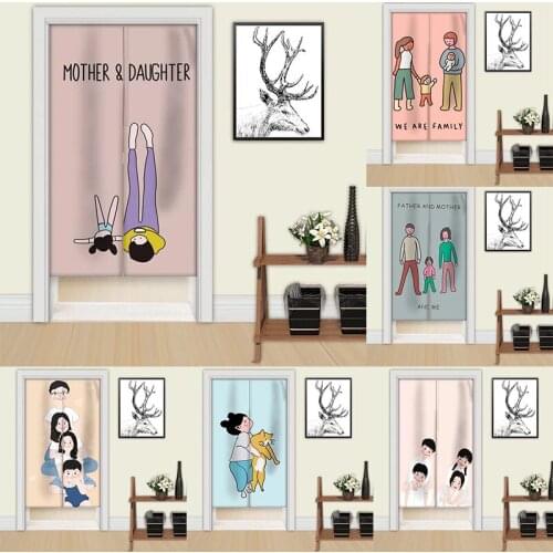 Cartoon Cotton Hemp Door Curtain Without Perforation Bedroom Half Panel Curtain Partition Curtain Doorway Hanging Curtain