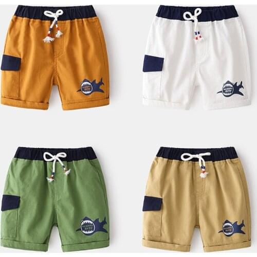 New 2021 Kids Boys Summer Fashion Shark Print Shorts Children Short Pants Kids Baby Boys Elastic Mid Waist Shorts Trousers